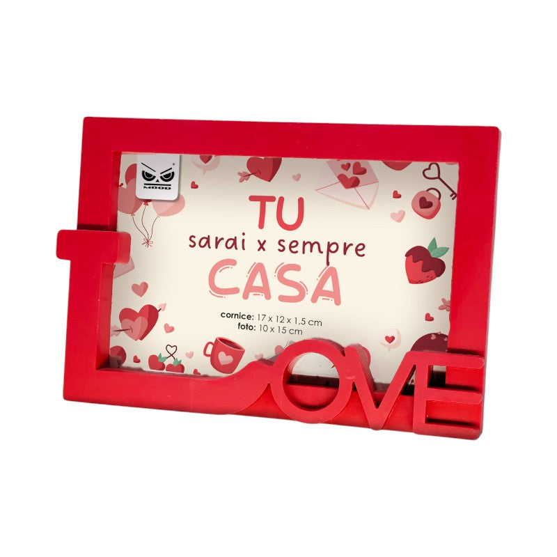 Bellissima cornice portafoto per San Valentino, rossa con la scritta "Love" 3D.