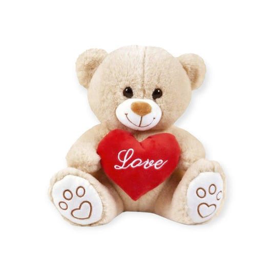 Fantastico Orsacchiotto Orso peluche beige con cuore rosso e scritta "Love". Ottima idea regalo Innamorati San Valentino