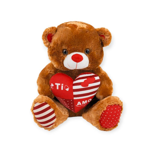 Fantastico Orsacchiotto Orso peluche 30cm beige con cuore rosso e scritta "Ti Amo". Ottima idea regalo Innamorati San Valentino