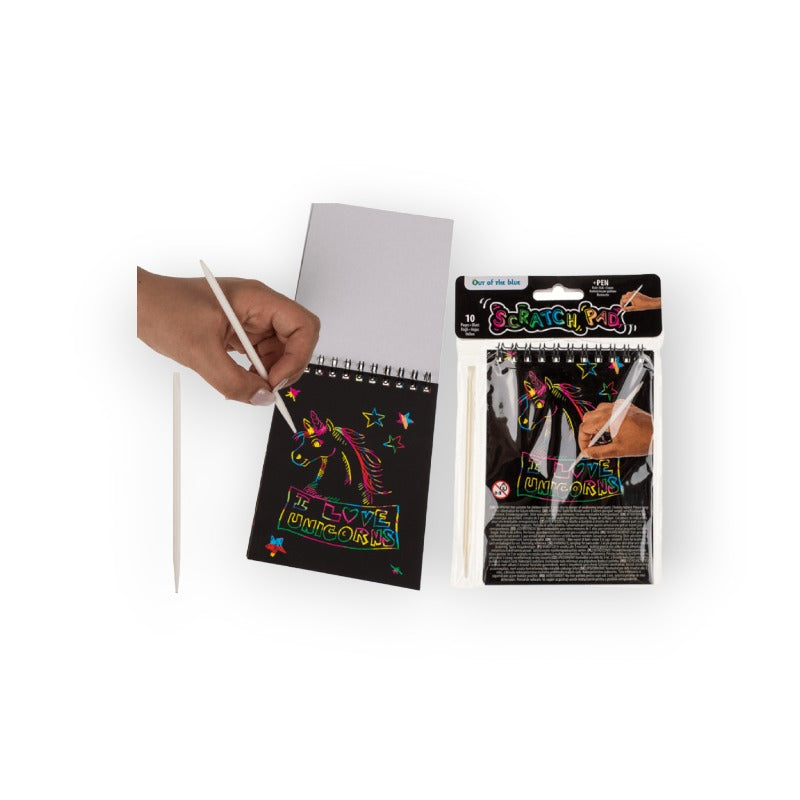 Scratch Pad, block notes nero per disegni colorati compreso di penna