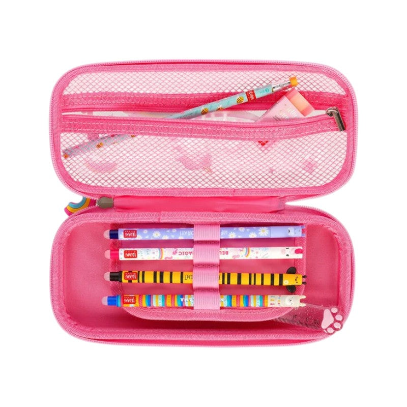 Bellissimo astuccio legami in plastica rigida con un unicorno 3D