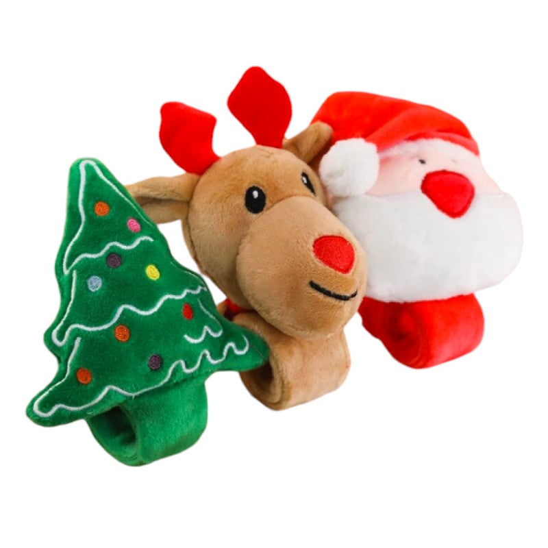 Bellissimo braccialetto natalizio con chiusura a schiaffo e peluche