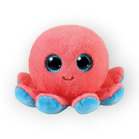 Peluche Polpo. Octopus rosa con dettagli azzurri. Dimensione 16cm