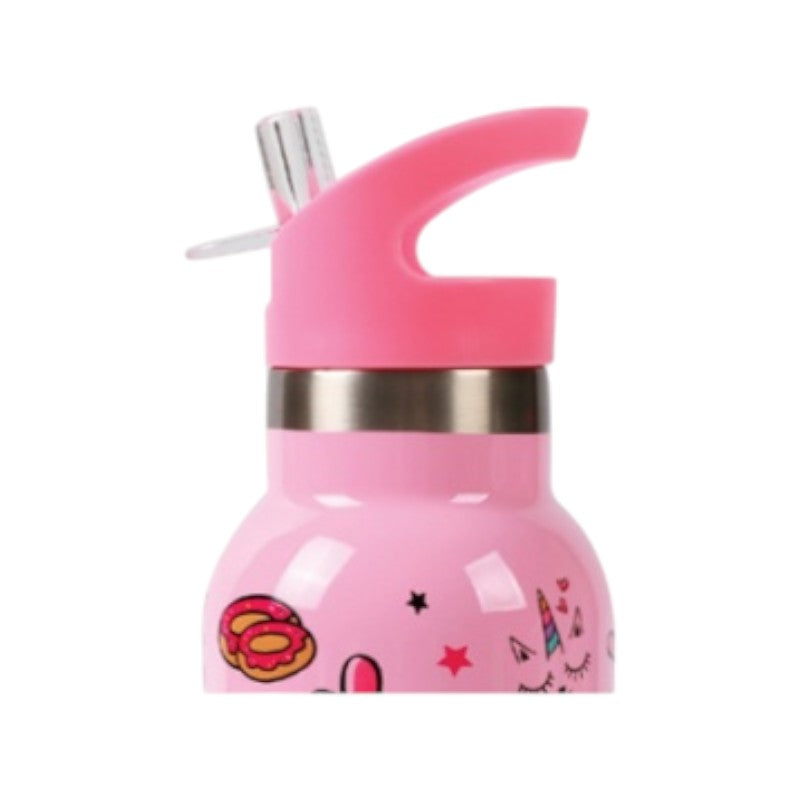 Bellissima borraccia termica in acciaio inox a tema unicorni e fenicotteri