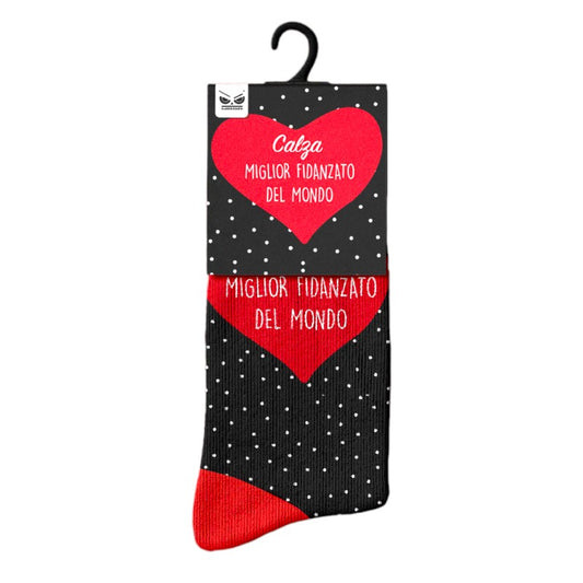 Bellissimi calzini colorati a tema San Valentino con cuori e la scritta "Miglior Fidanzato del Mondo"