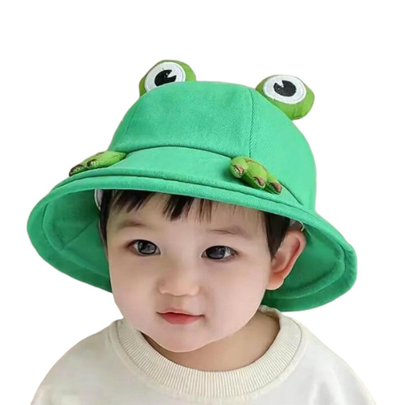 BELLISSIMO CAPPELLO VERDE DA PESCATORE PER BAMBINI A TEMA RANA