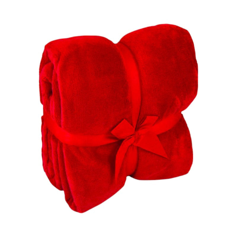 Bellissima coperta in pile a tema Love, rossa con la scritta bianca ricamata "Ti va di poltrire insieme?"