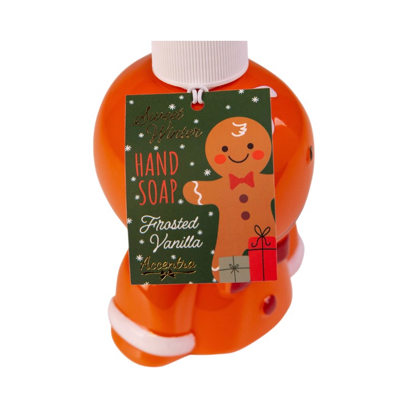 Portasapone mani natalizio a forma di volto di omino di pan di zenzero