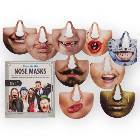 Nose Mask: Maschere divertenti da Viso. La confezione contiene 15 maschere in carta.