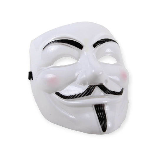 Bellissima maschera Halloween a tema Anonymous. Ottima come travestimento per le serate a tema spaventoso.
