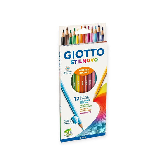 Confezione da 12 matite colorate in legno Giotto Stilnovo. Confezione composta da 12 pastelli dal colore intenso.