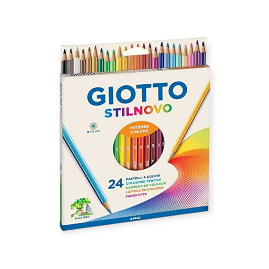 Confezione composta da 24 matite colorate in legno dai colori intensi. I migliori pastelli colorati in circolazione sono senza dubbio quelli della Giotto Stilnovo.