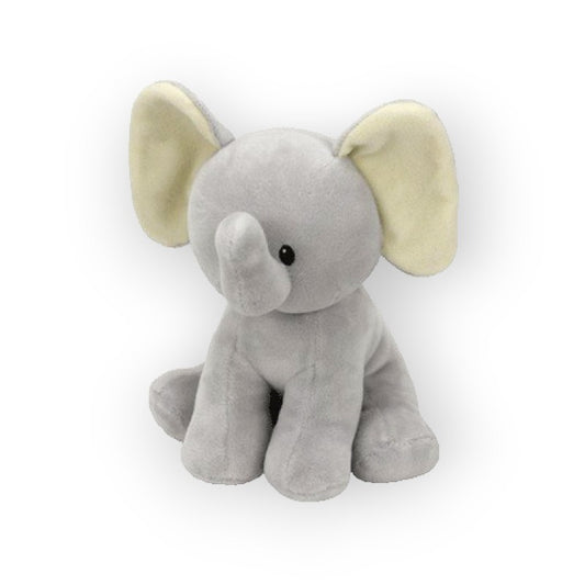 Fantastico peluche a forma di elefantino di color grigio con orecchie beige. Tenerissimo e morbidissimo, ottima idea regalo. Dimensione 15cm