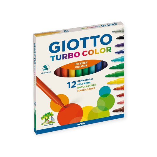 Fantastica confezione di 12 pennarelli colorati Giotto Turbo Color, colori ad inchiostro intenso