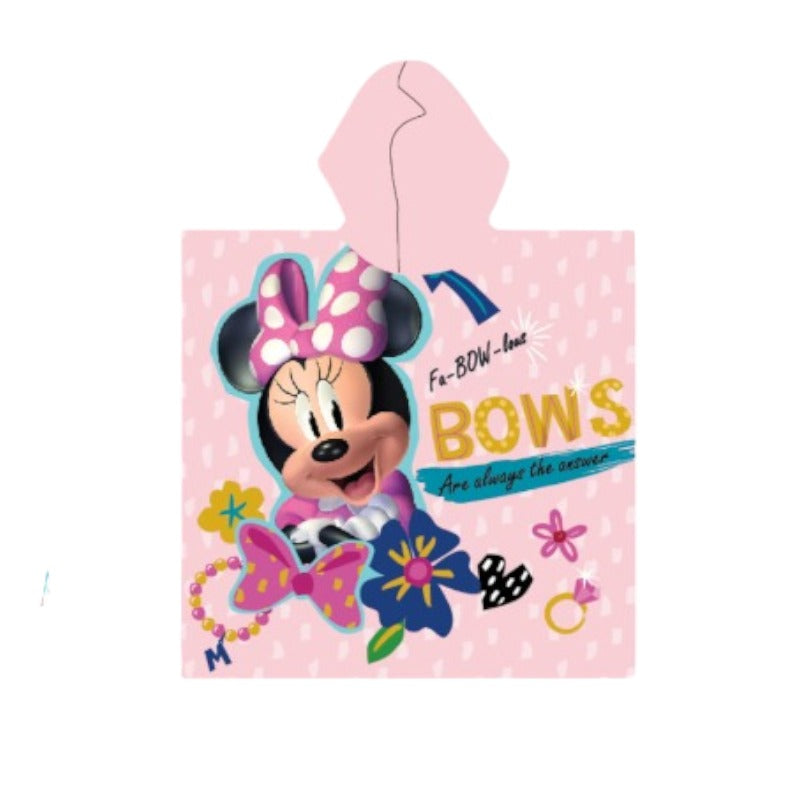 Accappatoio poncho in microfibra Disney a tema Minnie Mouse, con cappuccio.