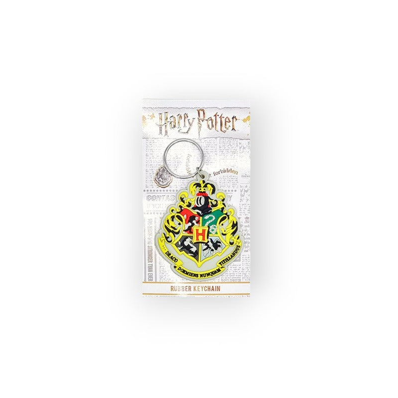 Portachiavi Harry Potter in Pvc con gancio in metallo rappresentate lo stemma della scuola di magia e stregoneria di Hogwarts. Foto principali