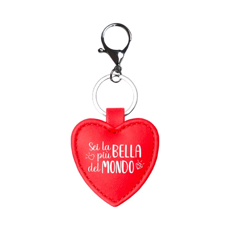 Bellissimo portachiavi regalo per san Valentino a forma di cuore con scritta "Sei la più bella del mondo"