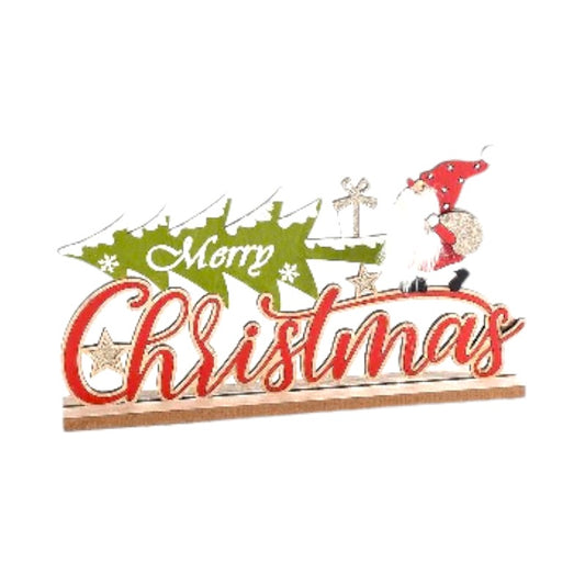 Bellissimo addobbo natalizio in legno con la scritta "Christmas" decorata