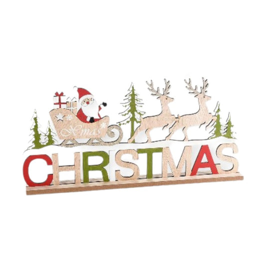 Bellissimo addobbo natalizio in legno con la scritta "Christmas" decorata