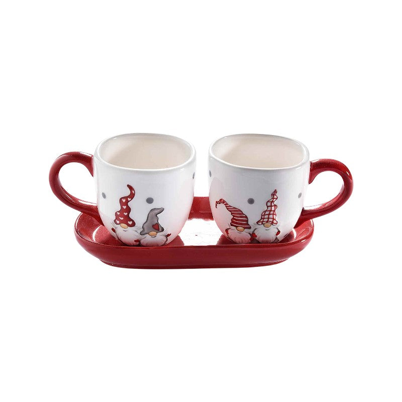 Tazzine da Caffè Natalizia - Gnomi - con Piattino