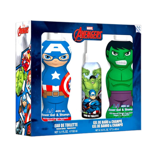 Bellissimo set doccia per bambini composto da Docciaschiuma, Shampoo e Profumo a tema Avengers.