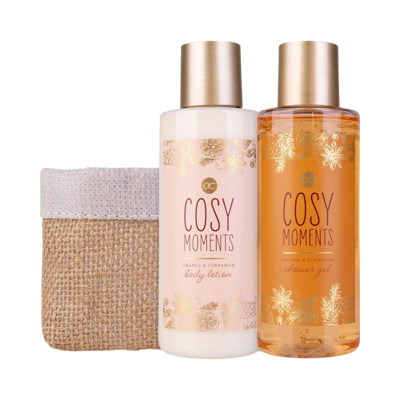 Bellissimo set bagno regalo da uomo composto da un beauty case in iuta con all'interno un docciaschiuma ed una crema corpo.