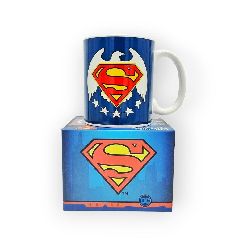 Tazza in ceramica blu di altissima qualià con logo originale e aquila Stati Uniti d'America Usa superman supereroi marvel