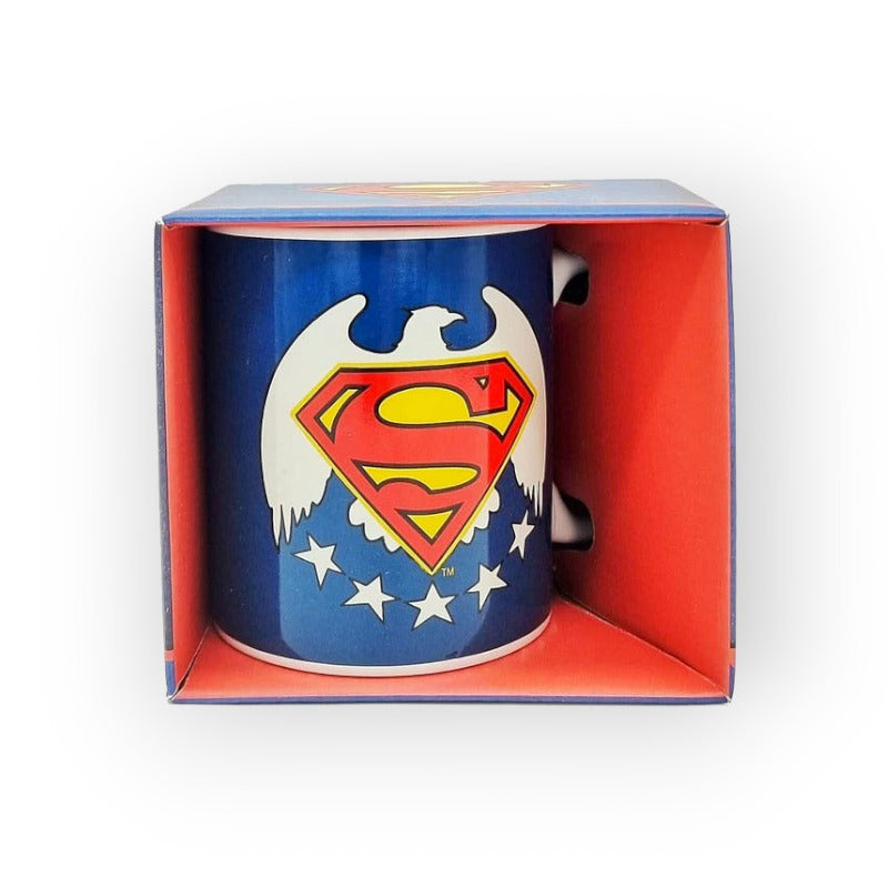 Tazza in ceramica blu di altissima qualià con logo originale e aquila Stati Uniti d'America Usa superman supereroi marvel