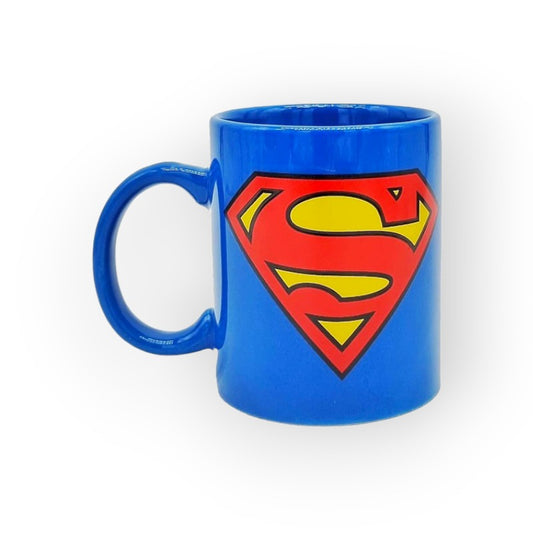 Tazza in ceramica blu di altissima qualià con logo originale superman supereroi marvel