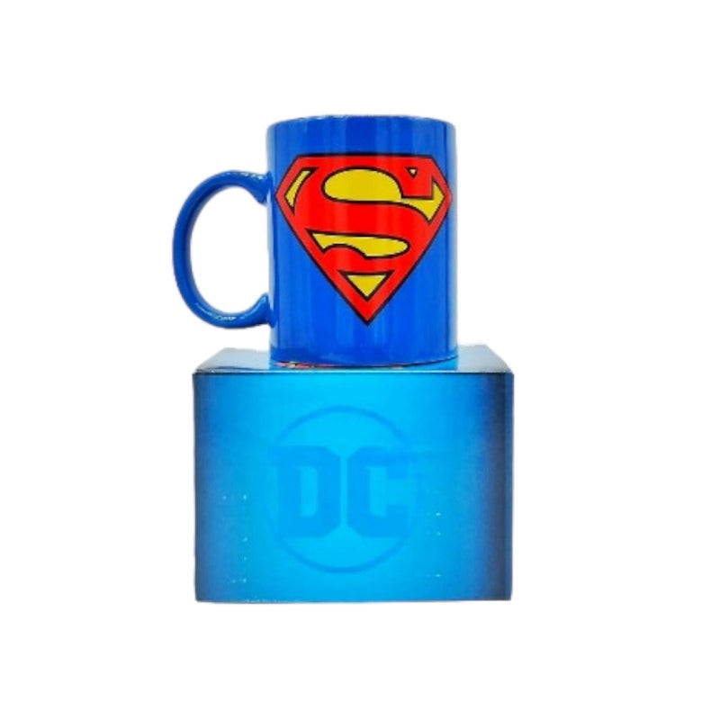 Tazza in ceramica blu di altissima qualià con logo originale superman supereroi marvel