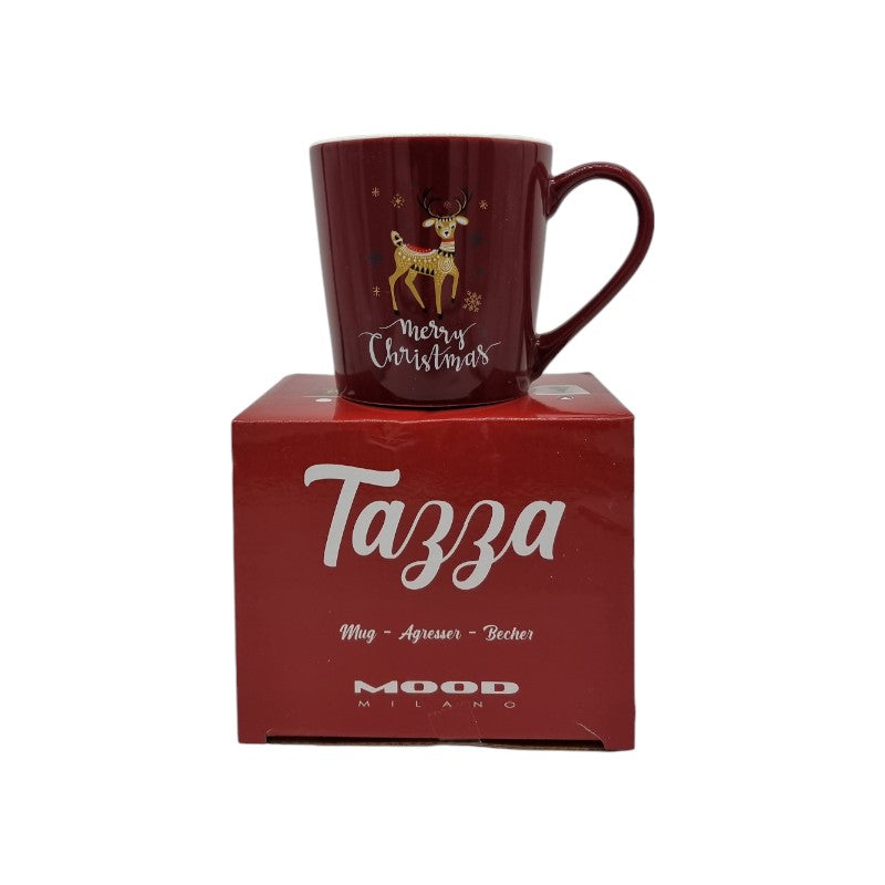 Bellissima tazza in ceramica di altissima qualità, granata con una renna e la scritta "Merry Christmas"