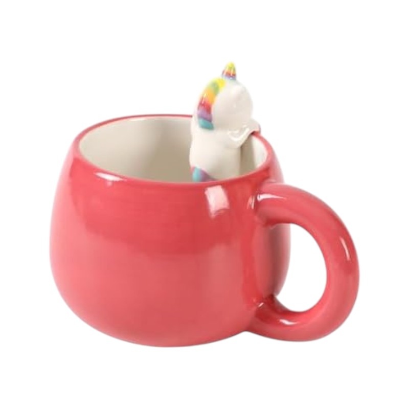 Bellissima tazza in ceramica di altissima qualità, tonalità pastello con animaletto 3D che sbuca da un estremità