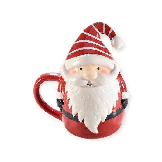 Bellissima tazza natalizia in ceramica di altissima qualità a forma di Babbo Natale 3D con coperchio.