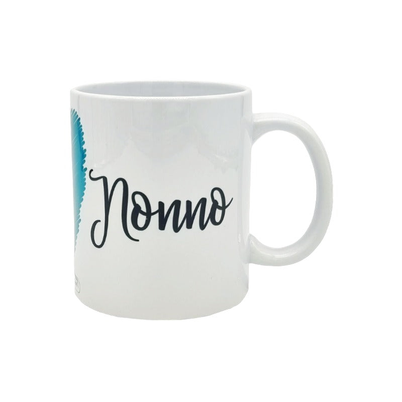 Tazza regalo festa dei nonni. Tazza in ceramica bianca di altissima qualità. Con cuore azzurro e scritta dedicata alla festa dei nonni.