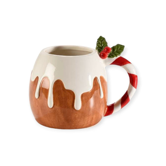 Bellissima tazza natalizia in ceramica di altissima qualità con il manico a forma di bastoncino di zucchero.