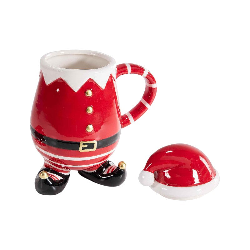 Bellissima tazza natalizia a tema babbo natale con coperchio e decorazioni 3d