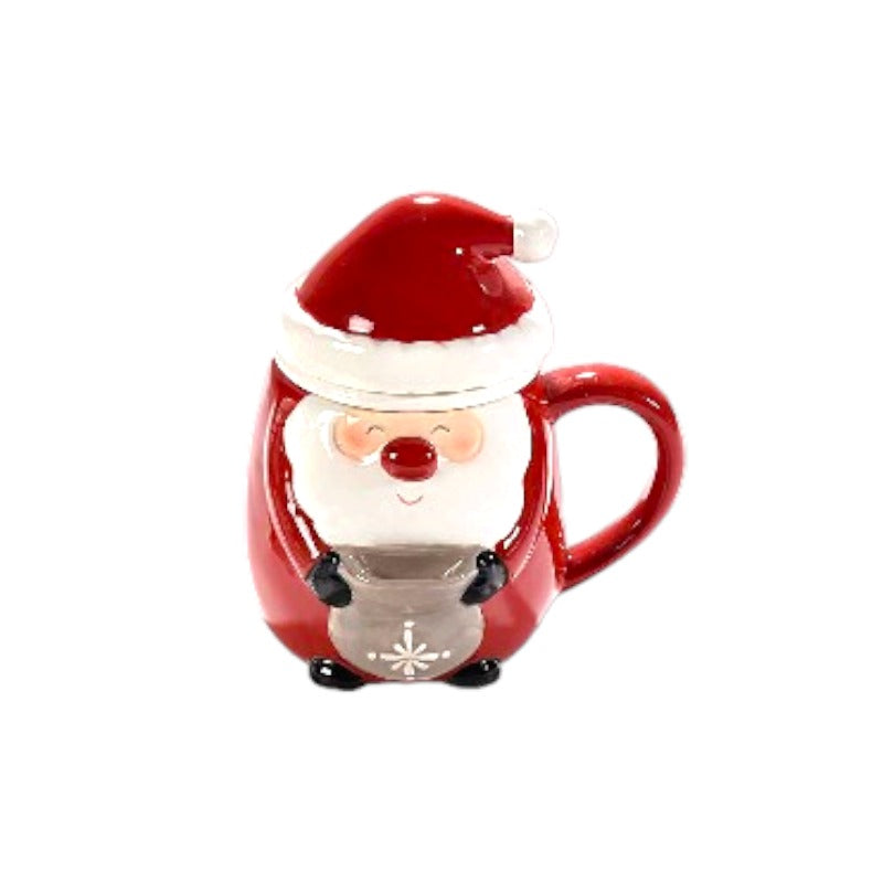 Bellissima tazza tisaniera in ceramica di altissima qualità a forma di Babbo Natale, con filtro e coperchio.