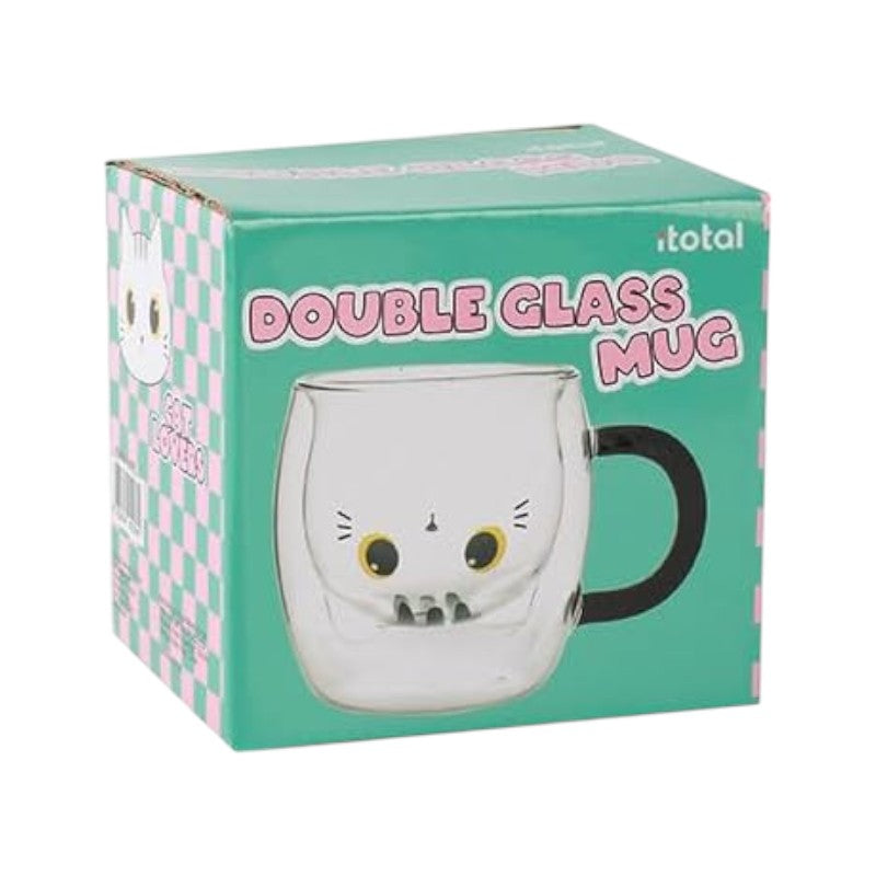 Bellissima tazza in vetro a tema Gatto, con doppio strato, una volta riempita con la bevanda, risalterà il volto dell'animaletto al suo interno.