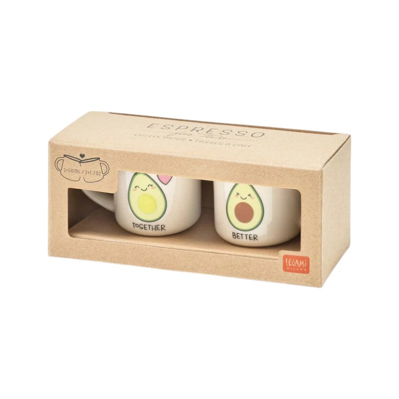 Bellissimo set composto da due tazzine da espresso legami a avocado
