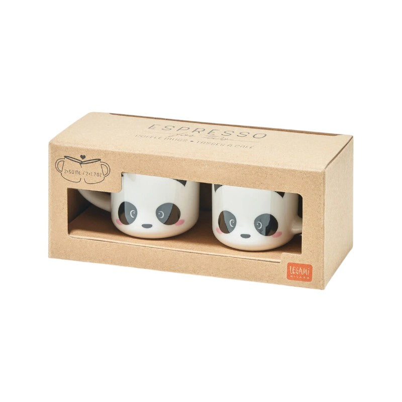 Bellissimo set composto da due tazzine da espresso legami a tema panda.
