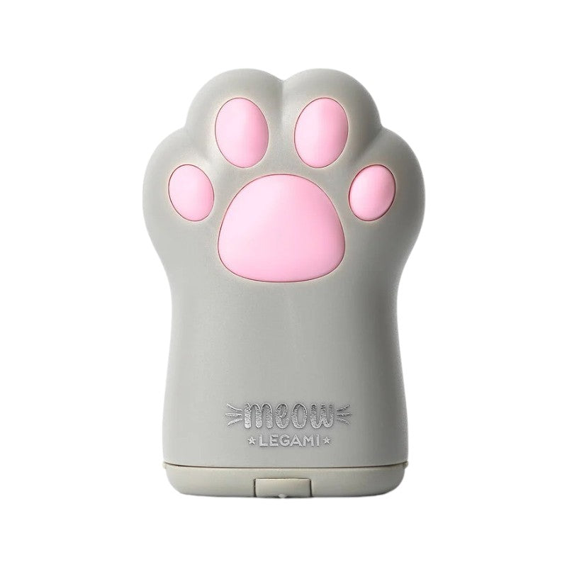 Bellissimo temperino con contenitore legami a forma di zampa di gattino con mini specchio sul retro