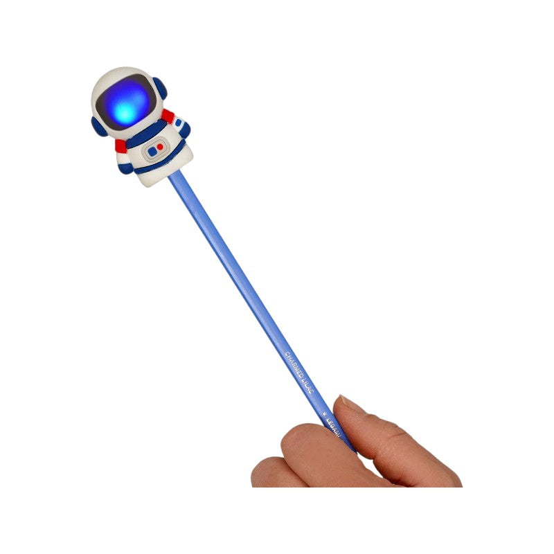 Bellissimo temperamatite legami a forma di astronauta con zainetto raccoglitore e luce a led scintillante sul casco