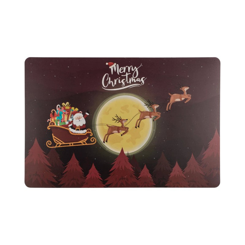 Bellissima tovaglietta natalizia con babbo natale sulla slitta e la scritta "Merry Christmas"