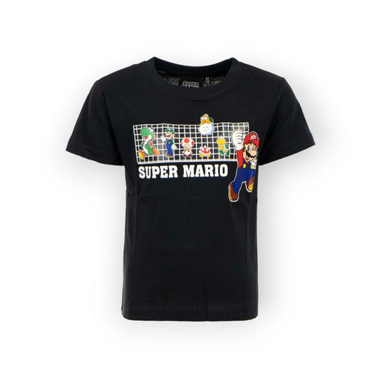 Maglietta Super Mario Nera. Taglie disponibili dai 3 agli 8 anni