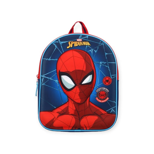 Bellissimo Zainetto da asilo per bambini a tema Spiderman. Sfondo blu con viso di spiderman 3D