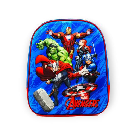 Fantastico zainetto 3d per bambini a tema Avengers. Lo zaino è dotato di spalline comode e regolabili. Colore blu con disegno degli Avengers in rilievo
