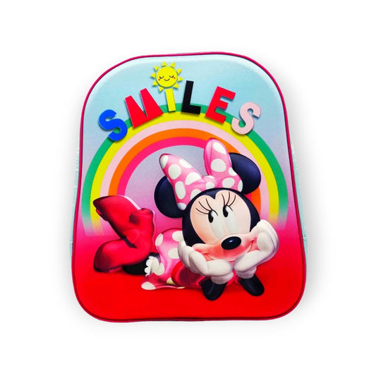 Fantastico zainetto 3d per bambini a tema Disney Minnie Mouse. Lo zaino è dotato di spalline comode e regolabili. Colore rosa con disegno di Minnie in rilievo
