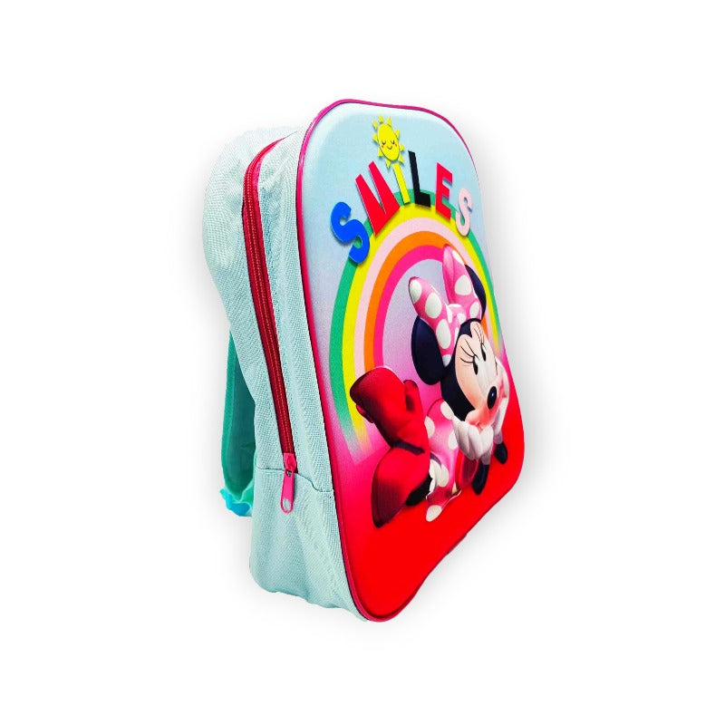 Fantastico zainetto 3d per bambini a tema Disney Minnie Mouse. Lo zaino è dotato di spalline comode e regolabili. Colore rosa con disegno di Minnie in rilievo