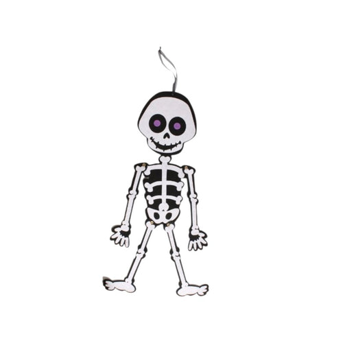 Scheletro di Halloween in feltro da appendere con arti snodabili: zucca arancione o teschio bianco, decorazione simpatica. Su Viano Shop!