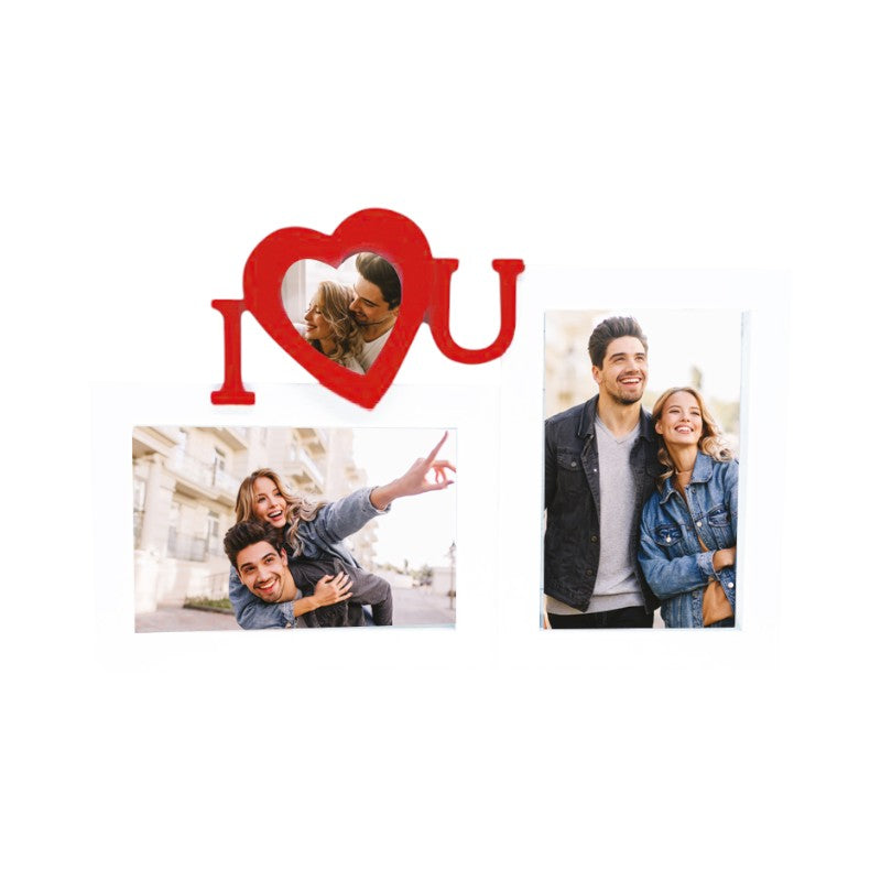 Bellissima cornice portafoto a tema San Valentino con la scritta "I Love You"